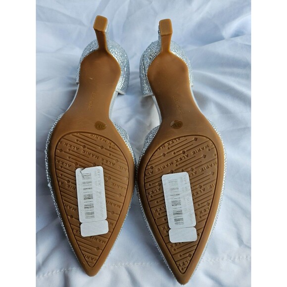 Alex Marie Brixley Rhinestone Asymmetrical Strap Dress Pumps, Size 9 Silver NWOT - Picture 5 of 7